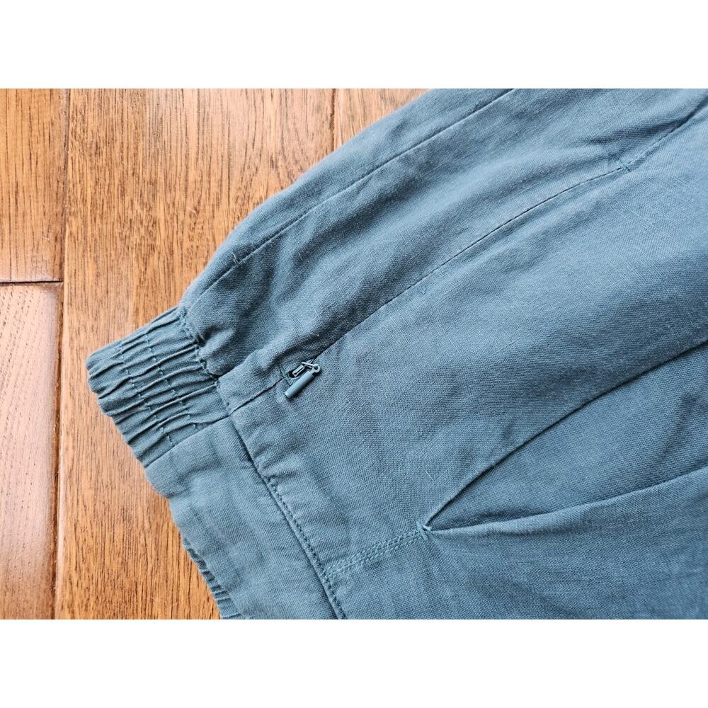 Athleta Women's 14 Playa Linen Borealis Turquoise Wide Leg Crop Pants Resortwear - Picture 3 of 8